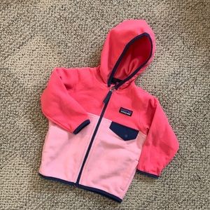 Patagonia Baby Girl Microfleece Snap T Zipper Hoodie. Size 6-12 months.